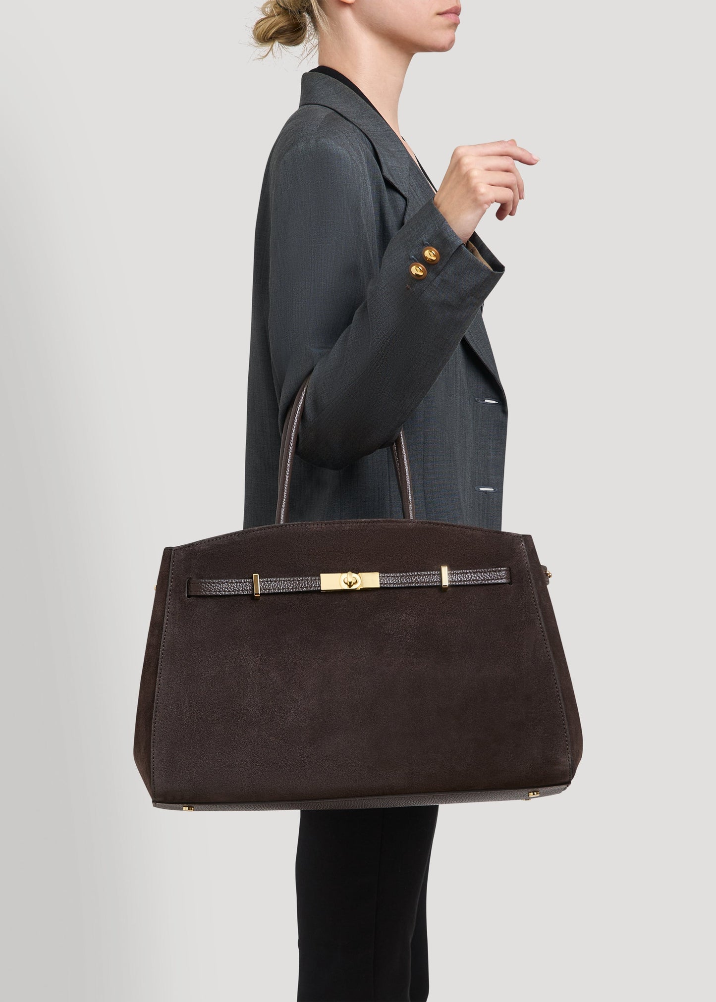 Borsa Driade in Camoscio e Pelle Testa di moro