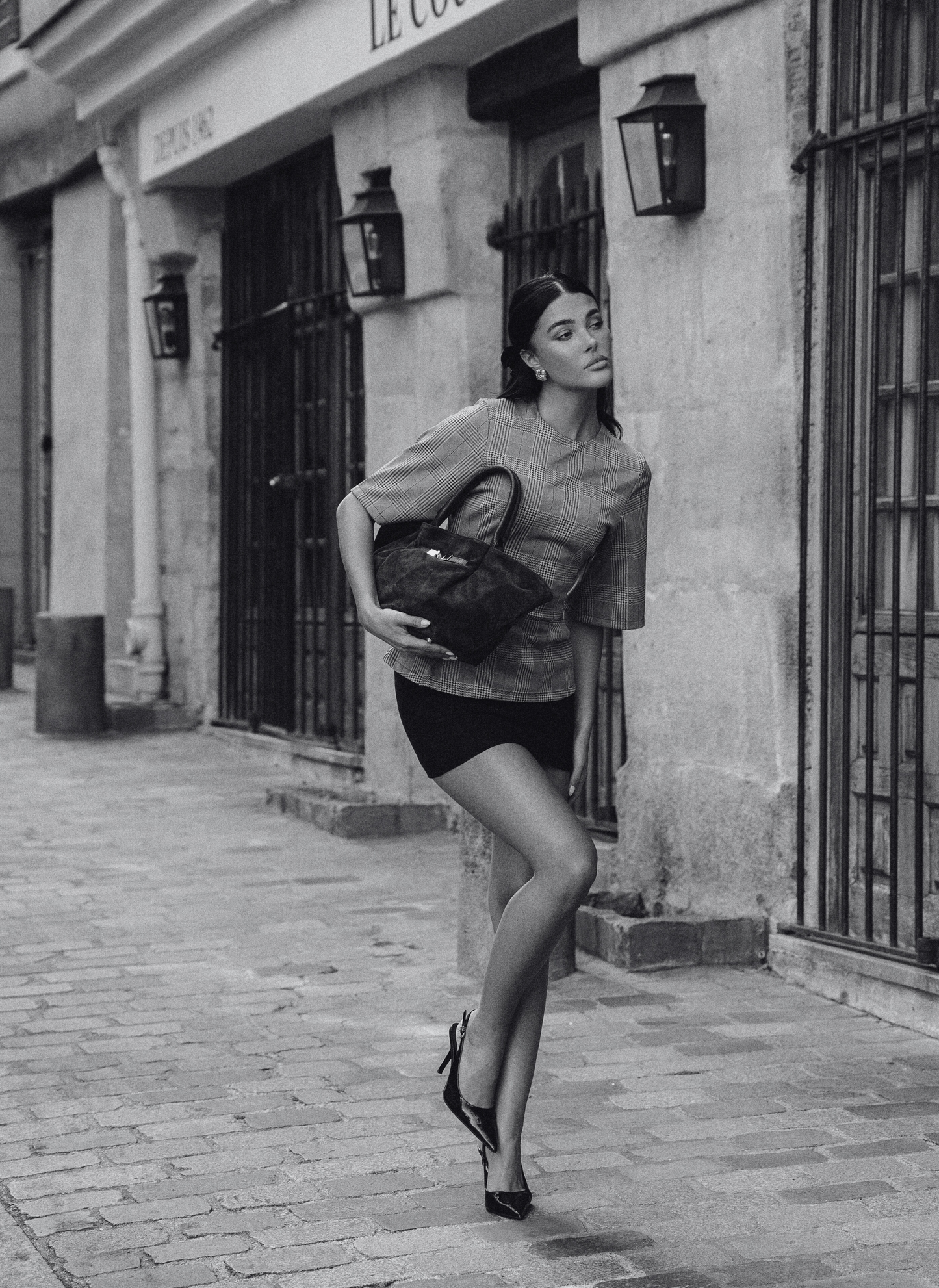 Borsa Charlène in Camoscio e Pelle Cuoio