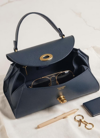 Borsa Florence in pelle Togo Blu Navy