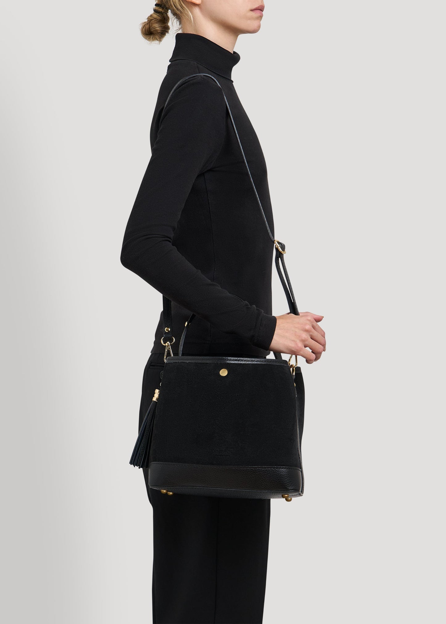 Borsa Kendy in Camoscio e Pelle Nera