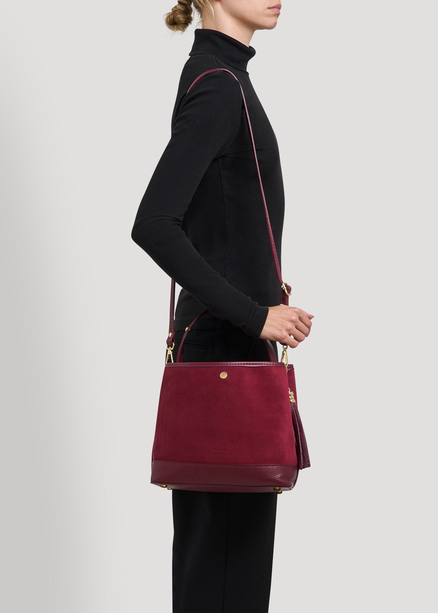 Borsa Kendy in Camoscio e Pelle Borgogna