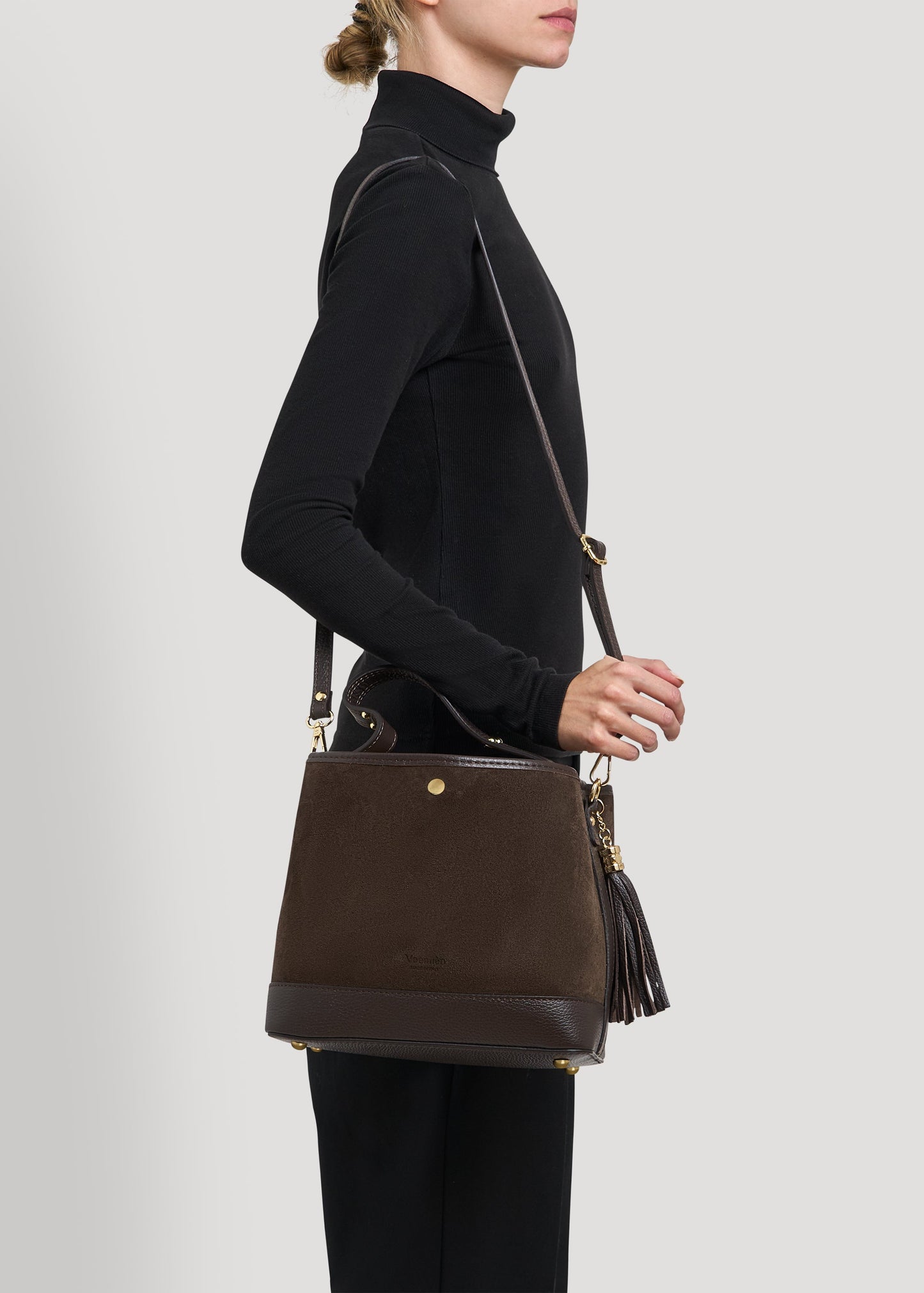 Borsa Kendy in Camoscio e Pelle Testa di Moro