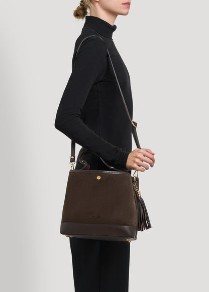 Borsa Kendy in Camoscio e Pelle Testa di Moro