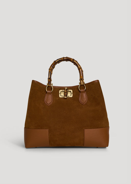 Borsa Bamboo Babe in Camoscio e Pelle Cuoio