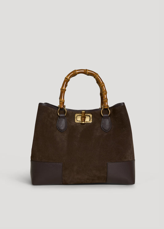 Borsa Bamboo Babe in Camoscio e Pelle Testa di moro