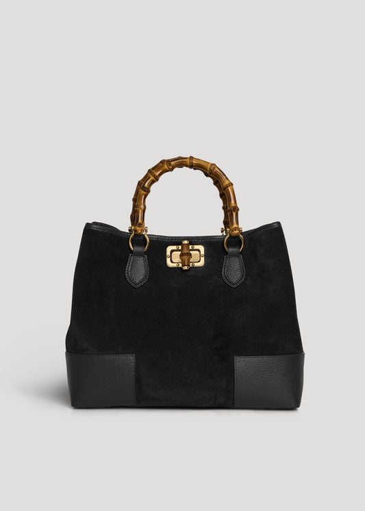 Borsa Bamboo Babe in Camoscio e Pelle Nera