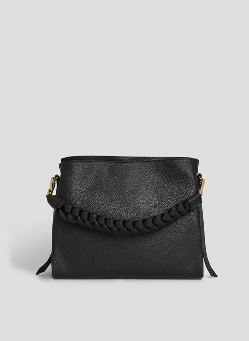 Borsa Braid in pelle Dollaro Nera