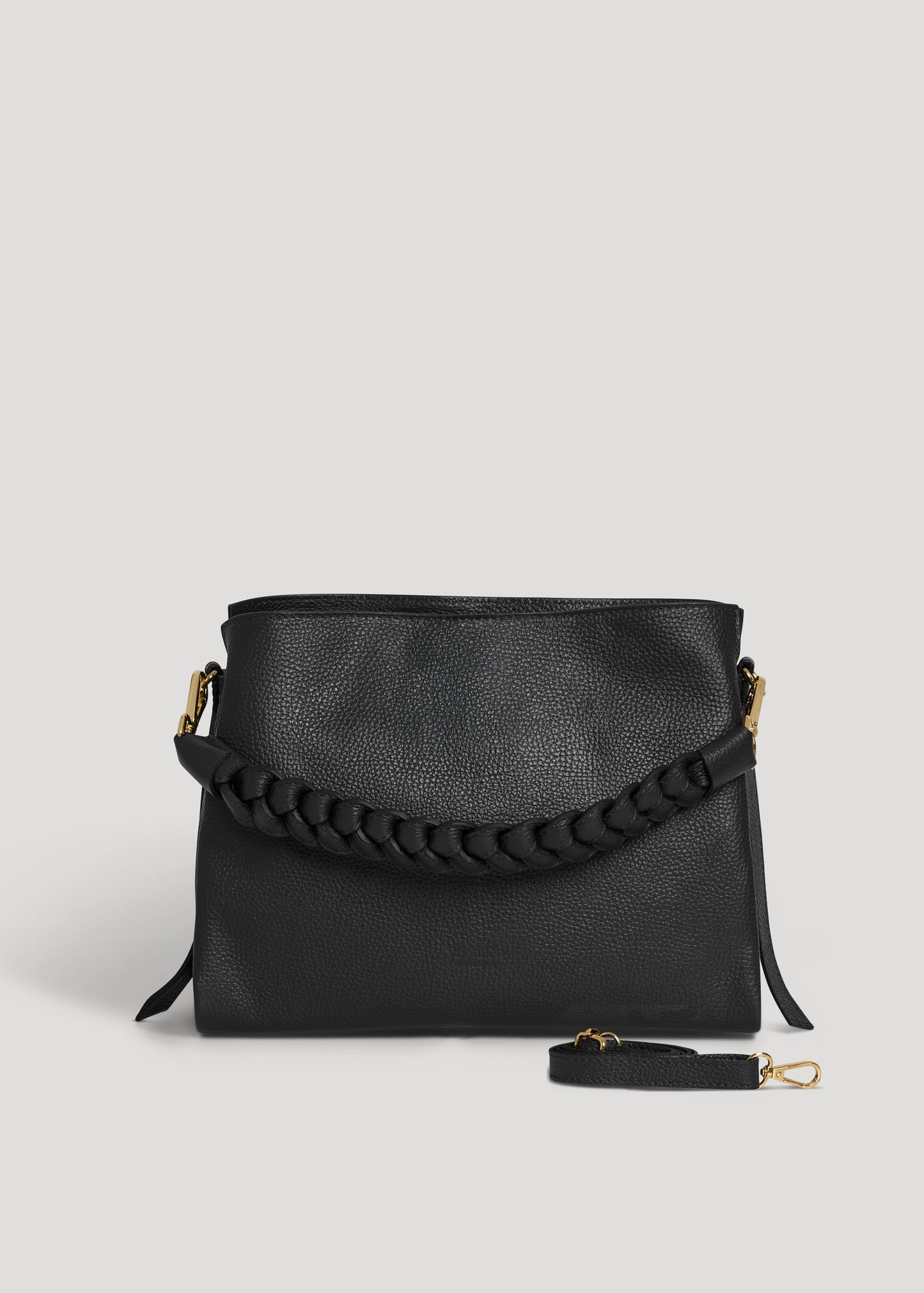 Borsa Braid in pelle Dollaro Nera