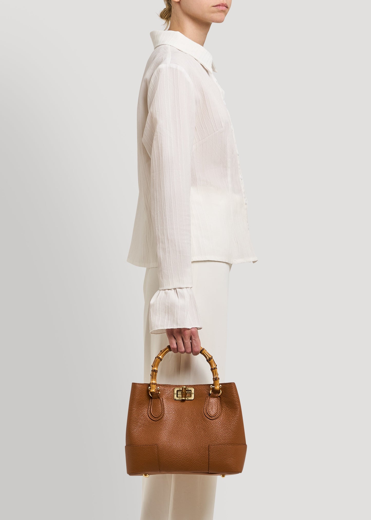 Borsa Bamboo Babe micro in pelle Dollaro Cuoio