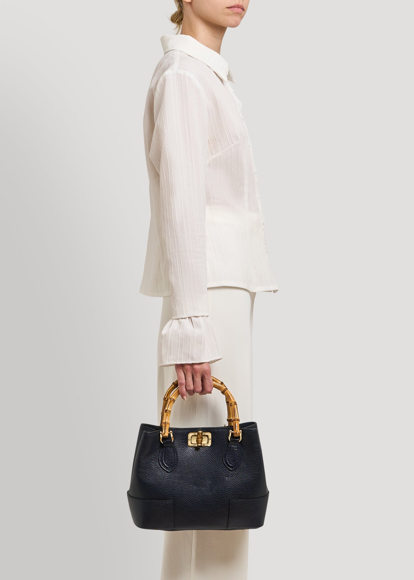 Borsa Bamboo Babe micro in pelle Dollaro Blu navy