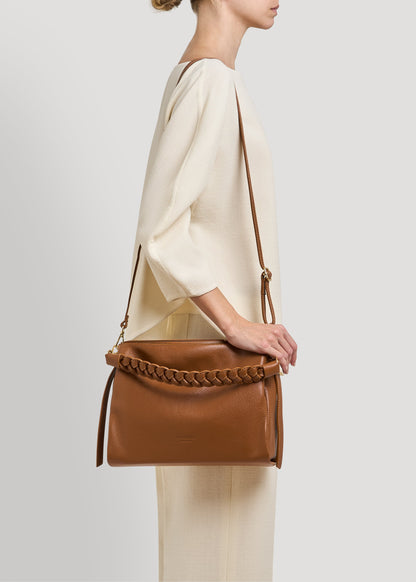 Borsa Braid in pelle Dollaro Cuoio