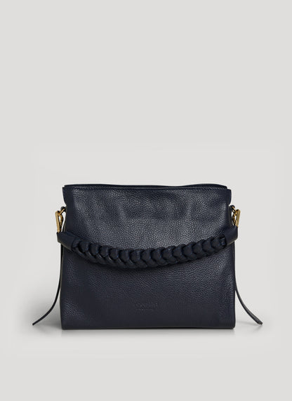 Borsa Braid in pelle Dollaro Blu Navy