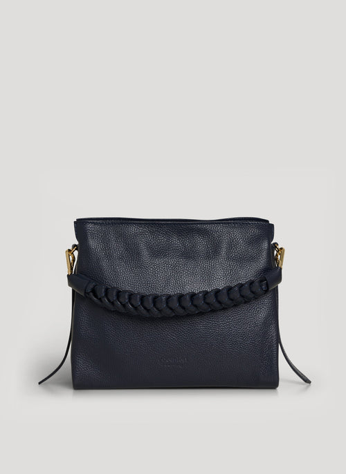 Borsa Braid in pelle Dollaro Blu Navy