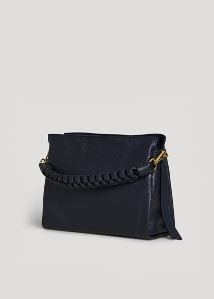 Borsa Braid in pelle Dollaro Blu Navy