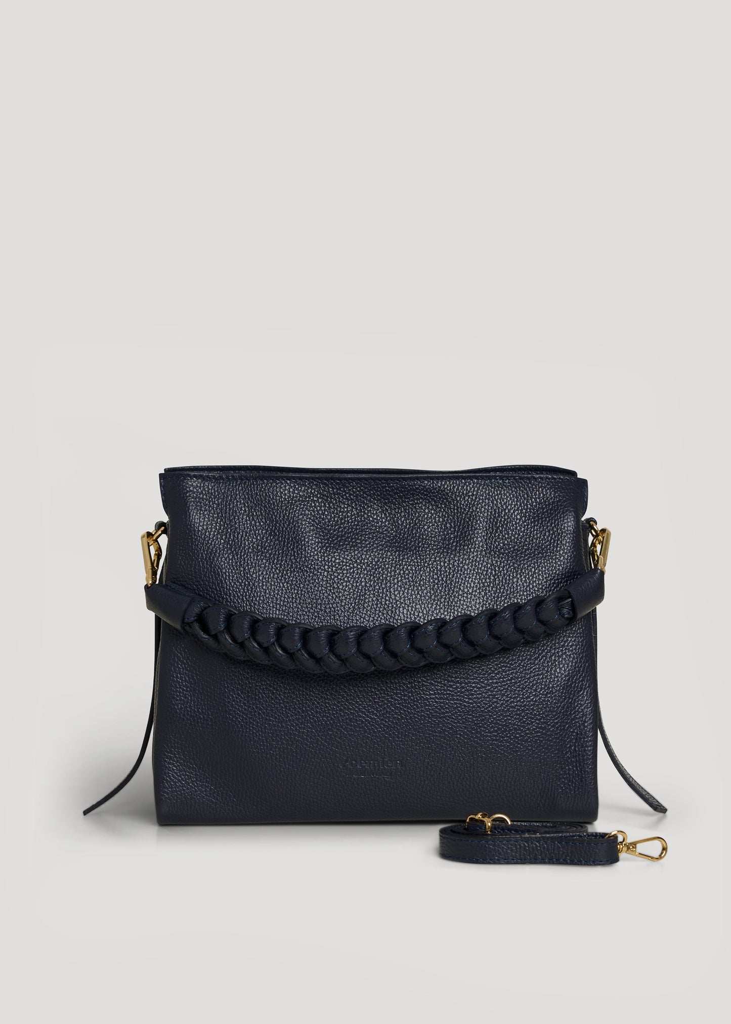 Borsa Braid in pelle Dollaro Blu Navy