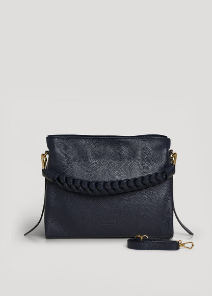 Borsa Braid in pelle Dollaro Blu Navy