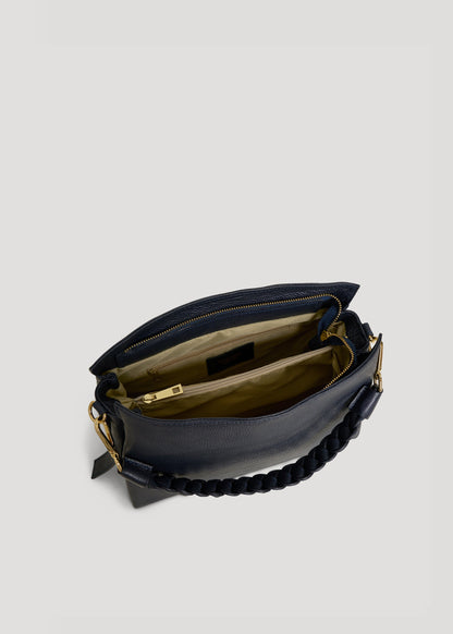Borsa Braid in pelle Dollaro Blu Navy