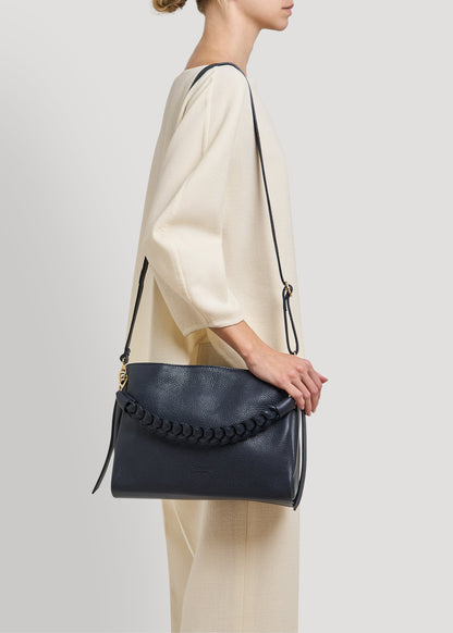 Borsa Braid in pelle Dollaro Blu Navy