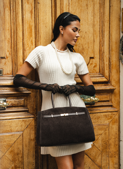 Borsa Driade in Camoscio e Pelle Testa di moro