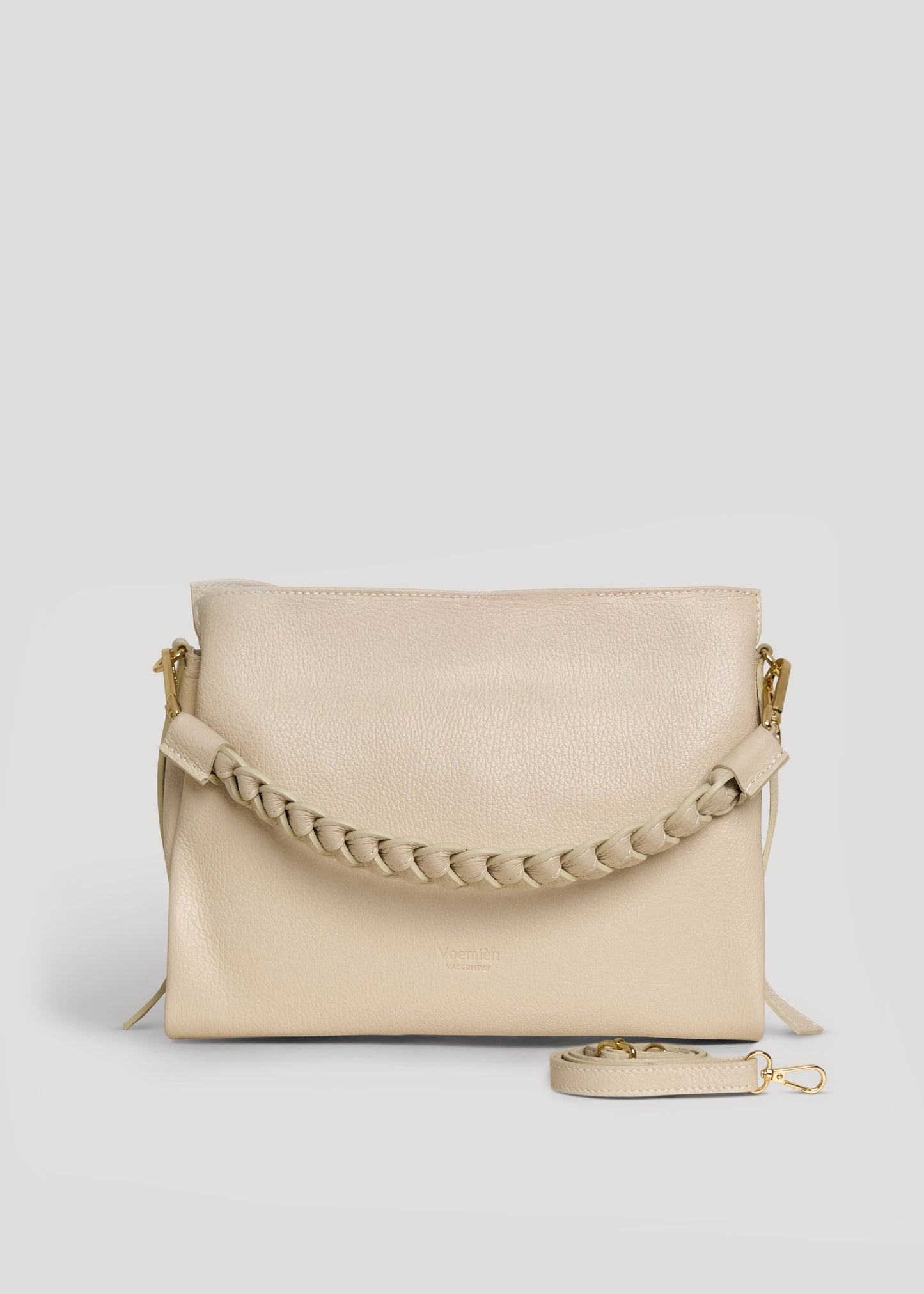 Borsa Braid in pelle Dollaro Beige