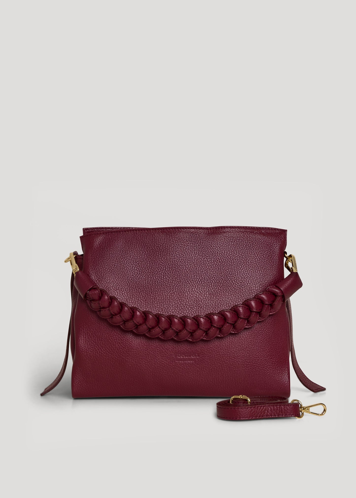 Borsa Braid in pelle Dollaro Borgogna