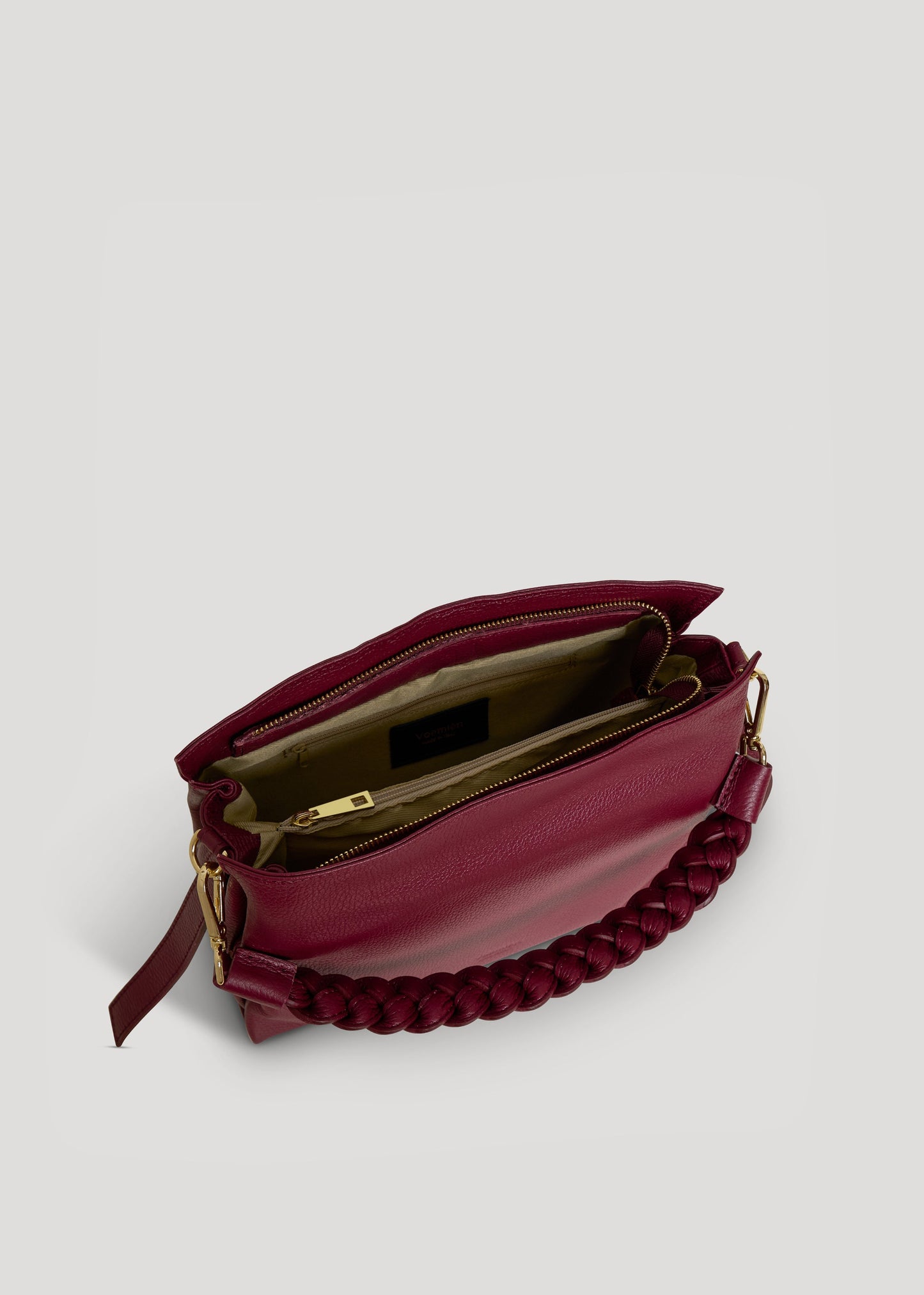Borsa Braid in pelle Dollaro Borgogna