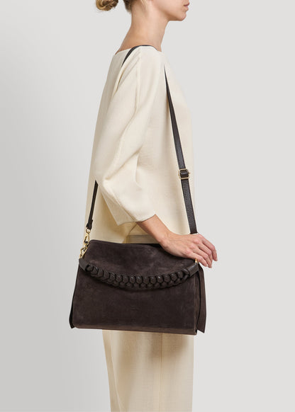 Borsa Braid in Camoscio e Pelle Testa di Moro