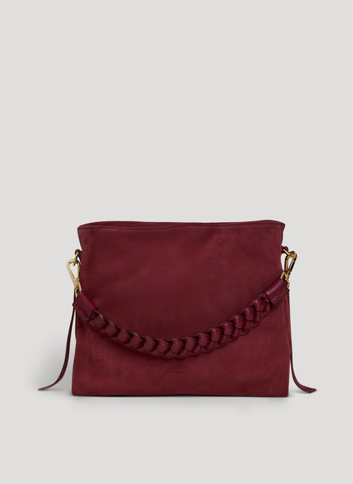 Borsa Braid in Camoscio e Pelle Borgogna