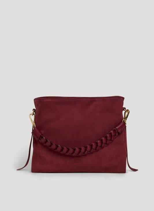 Borsa Braid in Camoscio e Pelle Borgogna