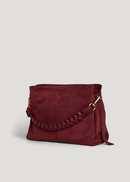 Borsa Braid in Camoscio e Pelle Borgogna