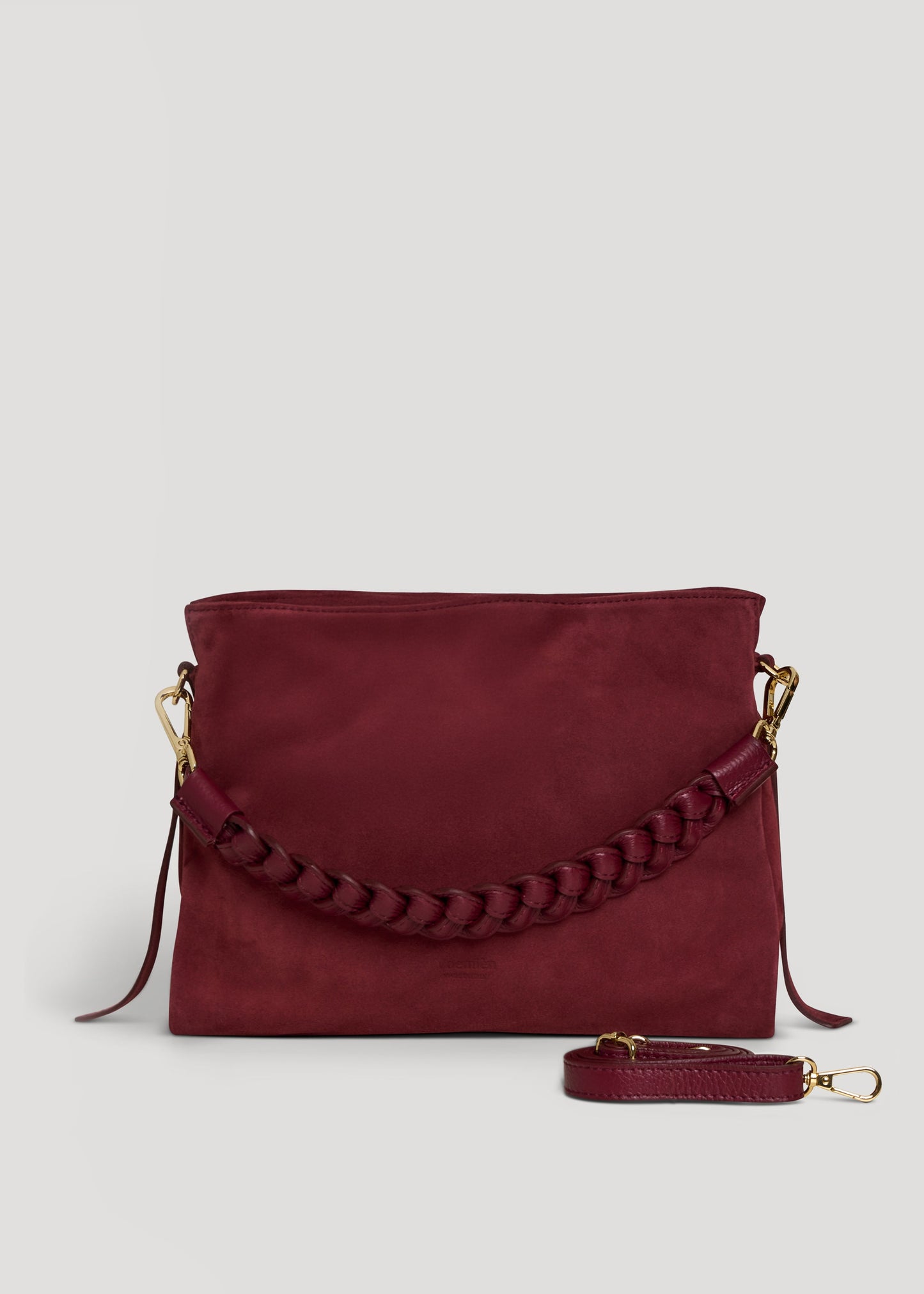 Borsa Braid in Camoscio e Pelle Borgogna