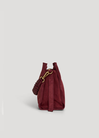 Borsa Braid in Camoscio e Pelle Borgogna