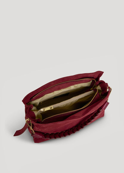 Borsa Braid in Camoscio e Pelle Borgogna