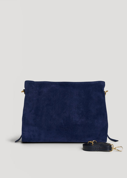 Borsa Braid in Camoscio e Pelle Blu Navy