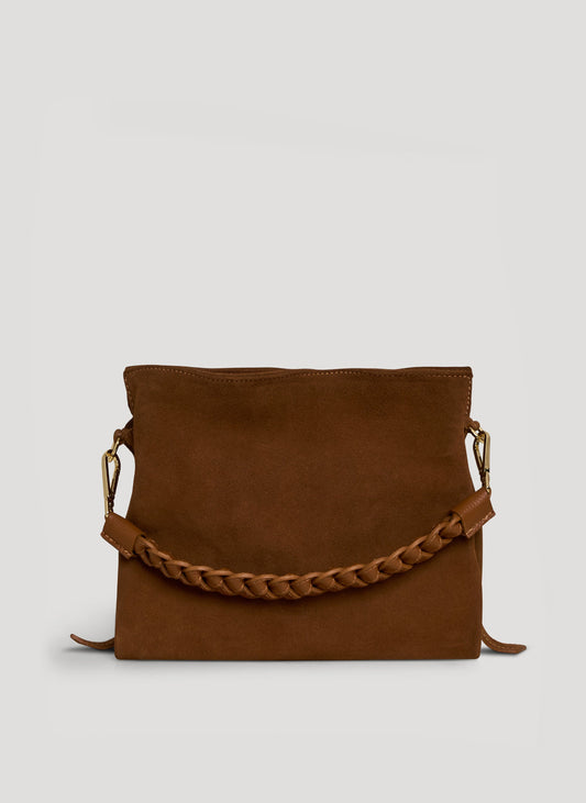 Borsa Braid in Camoscio e Pelle Cuoio