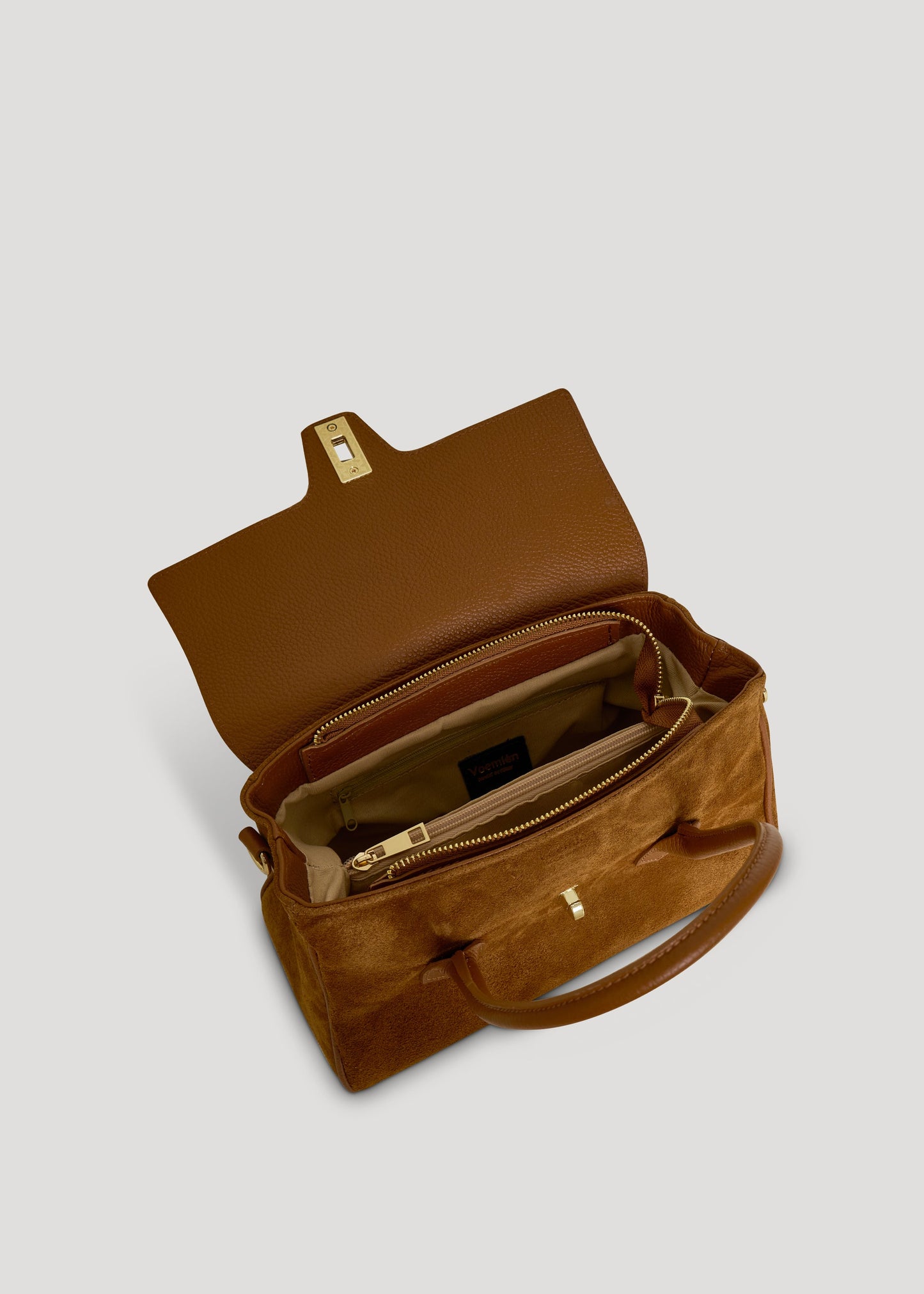 Borsa Cécile in Camoscio e Pelle Cuoio