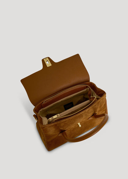 Borsa Cécile in Camoscio e Pelle Cuoio