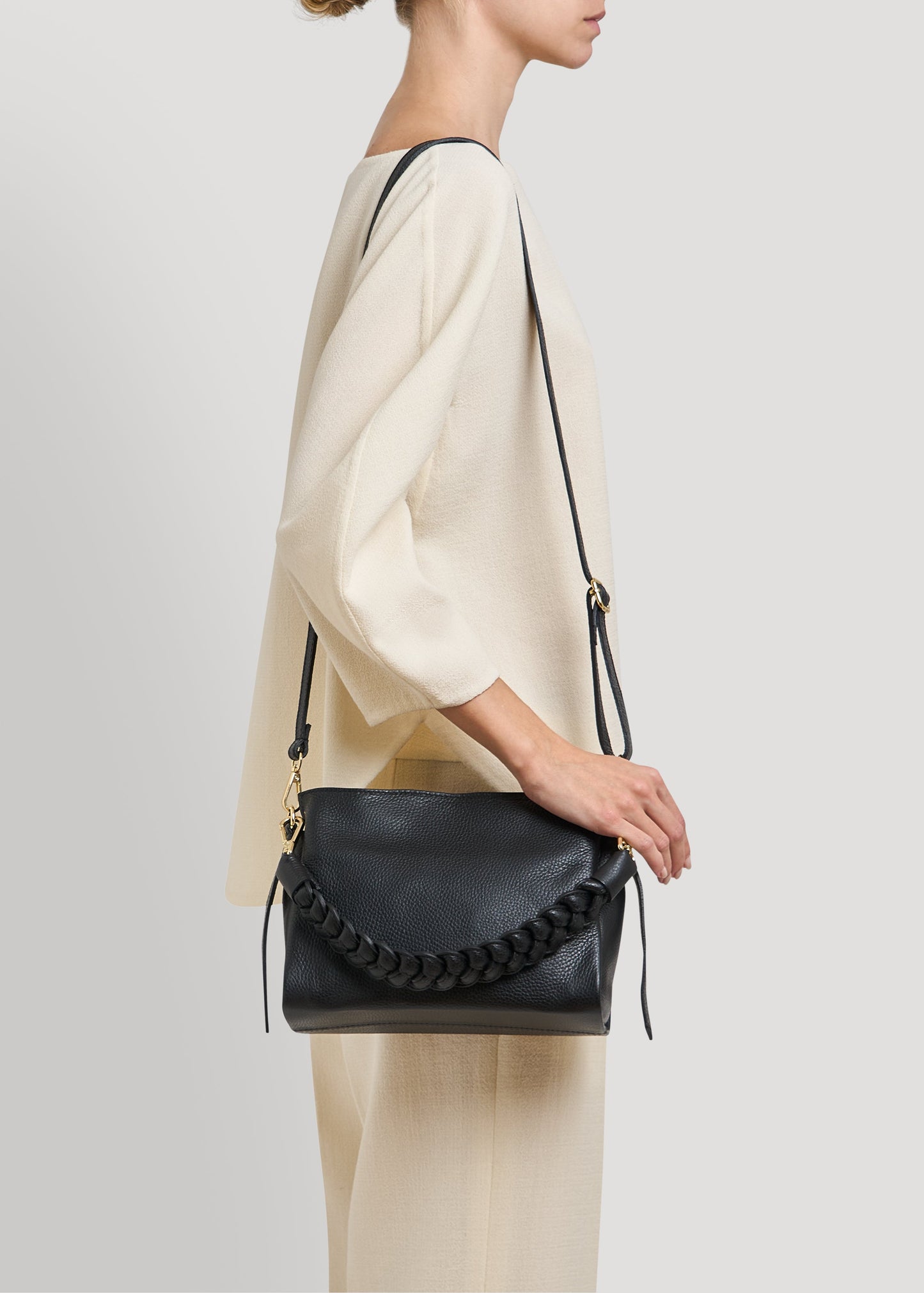 Borsa Braid Micro in pelle Dollaro Nera