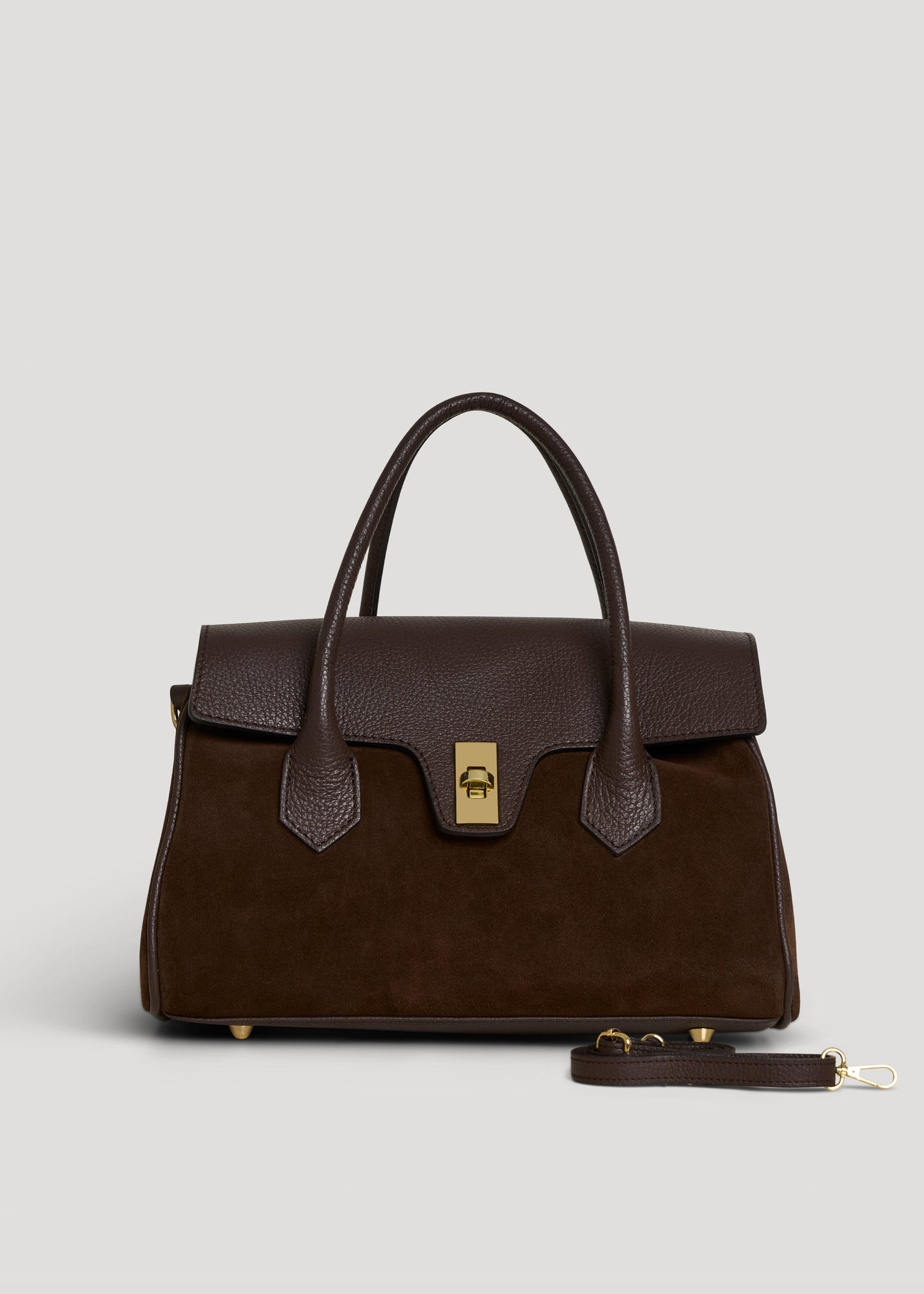 Borsa Cécile in Camoscio e Pelle Testa di moro