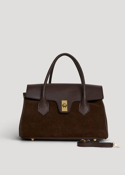 Borsa Cécile in Camoscio e Pelle Testa di moro