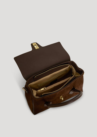 Borsa Cécile in Camoscio e Pelle Testa di moro