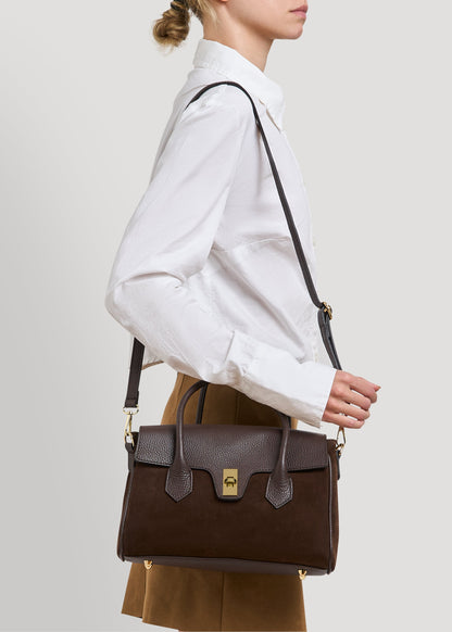 Borsa Cécile in Camoscio e Pelle Testa di moro