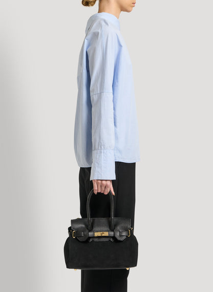 Borsa Elizabeth Micro in Camoscio e Pelle Nera