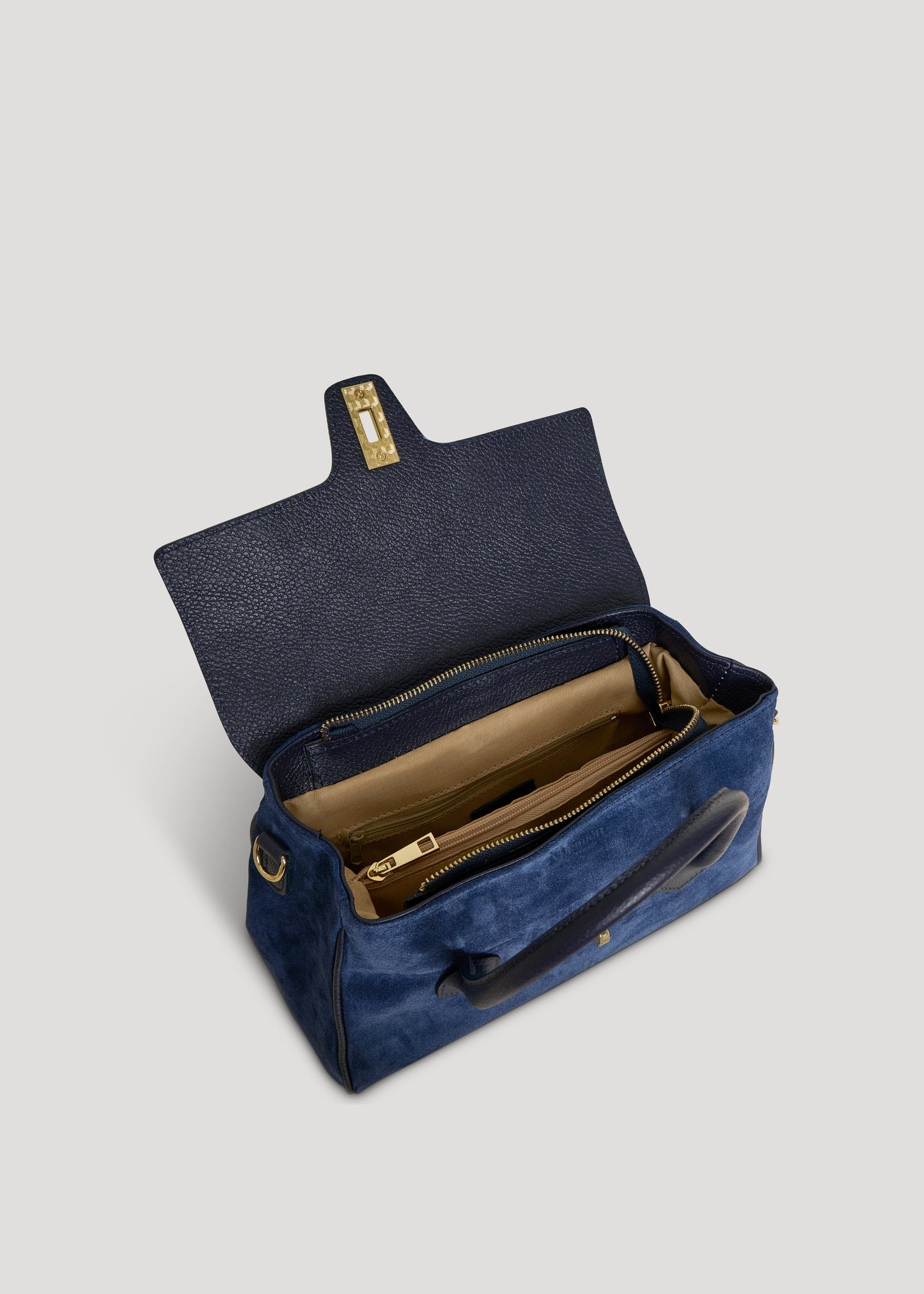 Borsa Cécile in Camoscio e Pelle Blu Navy