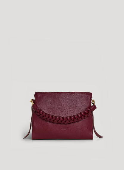 Borsa Braid Micro in pelle Dollaro Rosso Borgogna