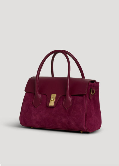 Borsa Cécile in Camoscio e Pelle Borgogna