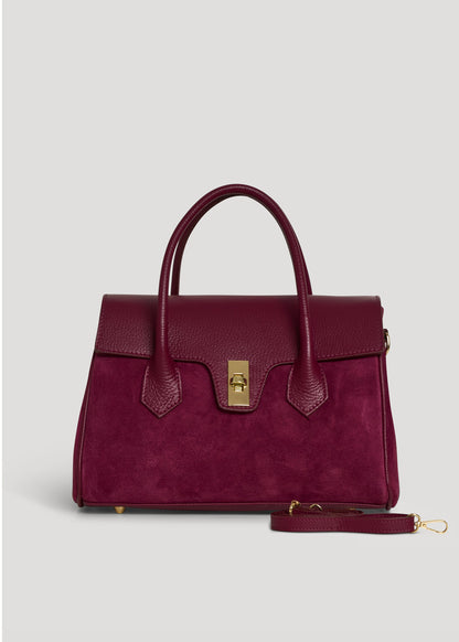 Borsa Cécile in Camoscio e Pelle Borgogna