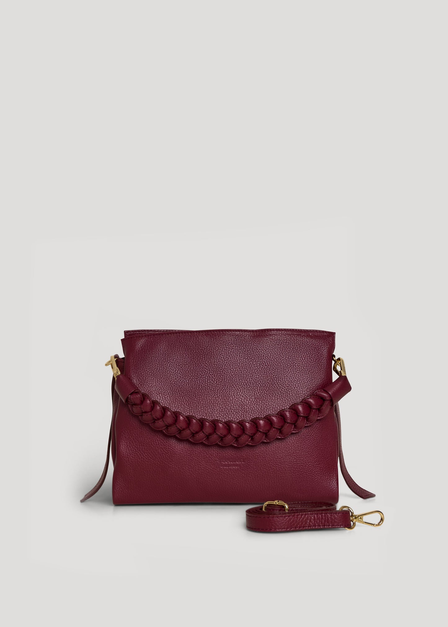 Borsa Braid Micro in pelle Dollaro Rosso Borgogna