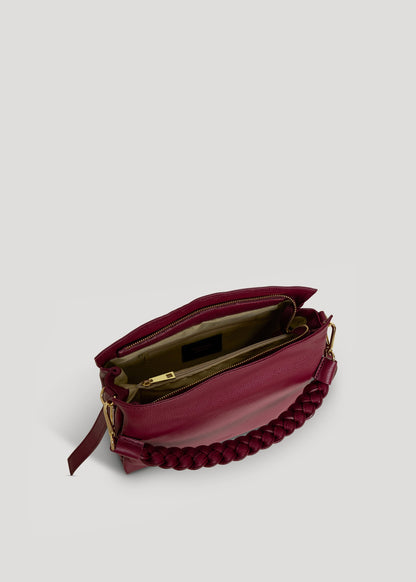 Borsa Braid Micro in pelle Dollaro Rosso Borgogna