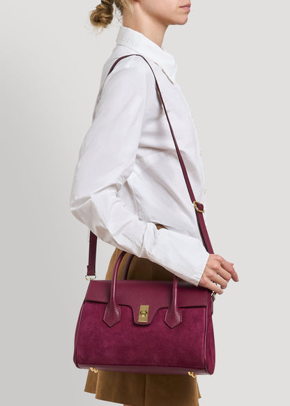 Borsa Cécile in Camoscio e Pelle Borgogna